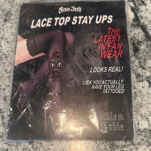 Lace Top Stay Ups with Tattoo Design